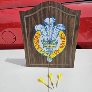 Vintage 1981 Sportcraft Prince Of Wales Cabinet Wooden Dart Board 20" Inches